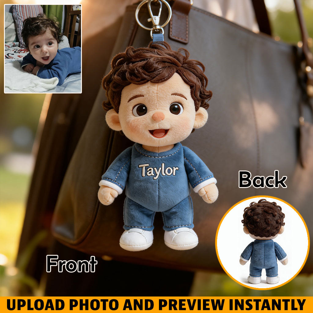 Personalized Christmas Baby Boy Plush Keychain Holiday Gift