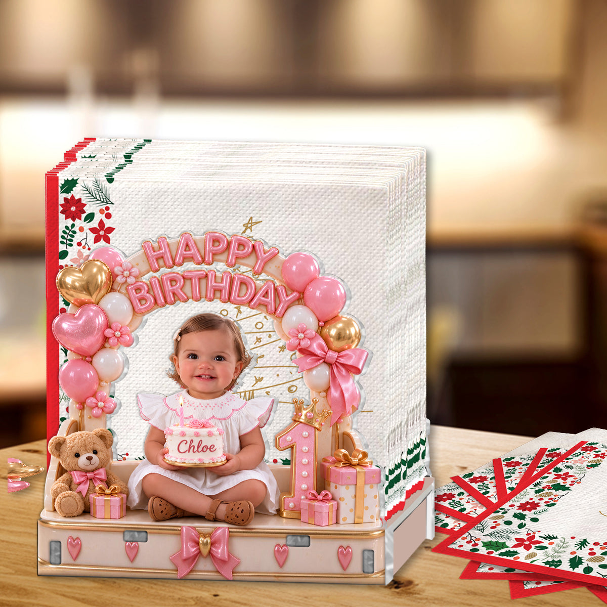 Personalized Birthday Latina Little Girl Napkin Holder Party Decor