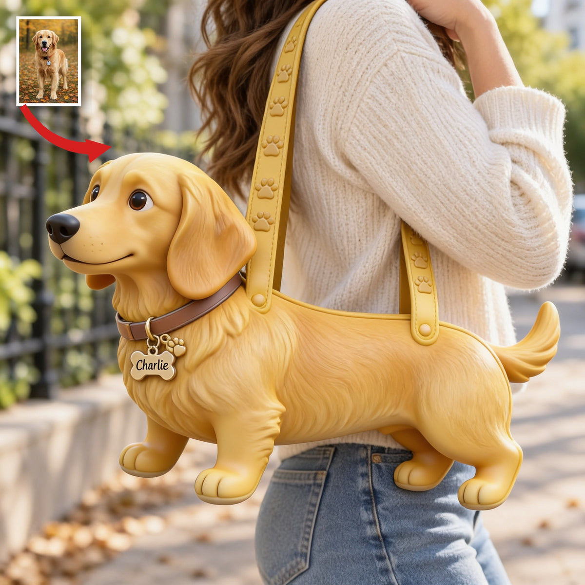 Personalized Adult Golden Retriever Custom Shape Tote Bag Pet Lover Gift