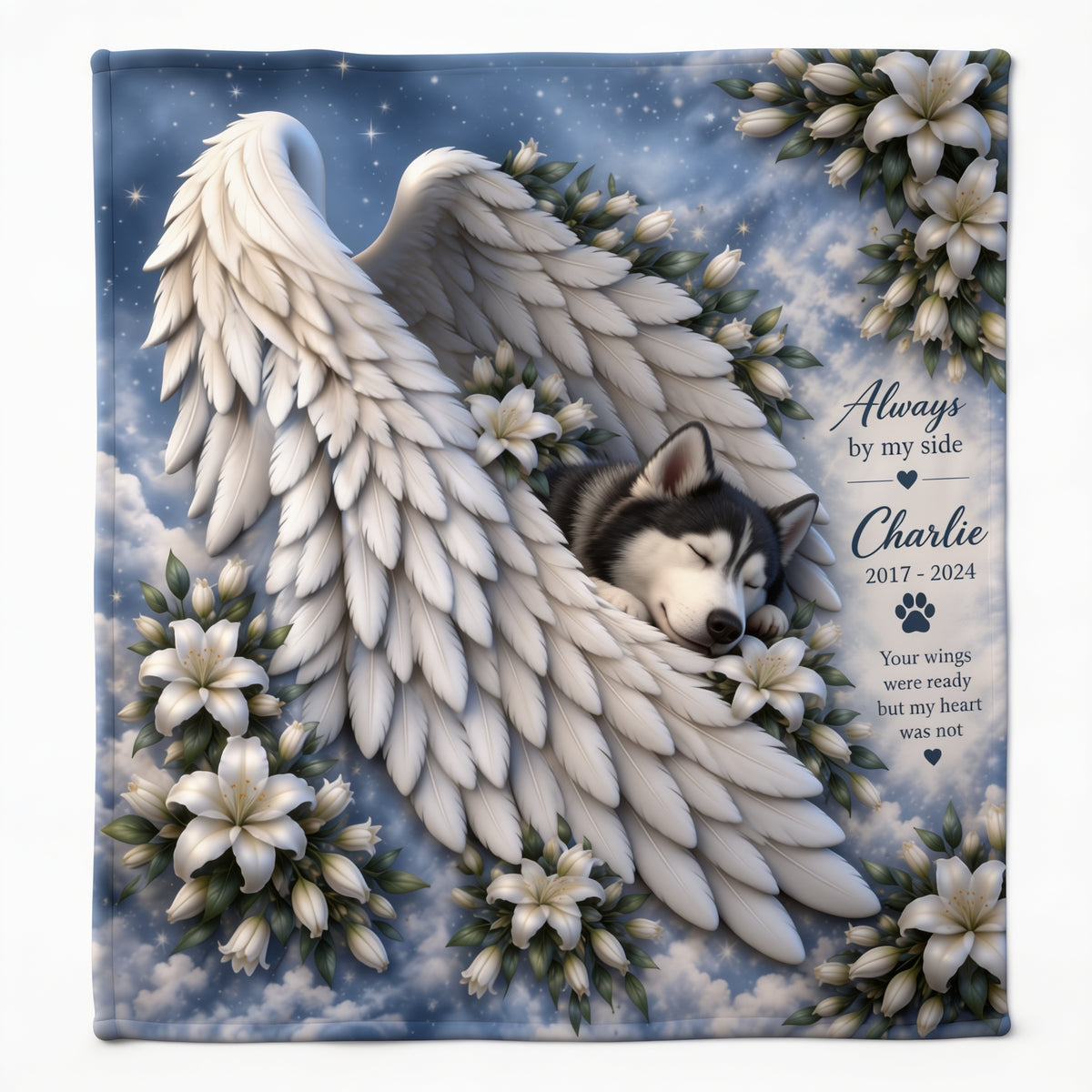 Personalized Siberian Husky Memorial Wearable Blanket Pet Loss Gift