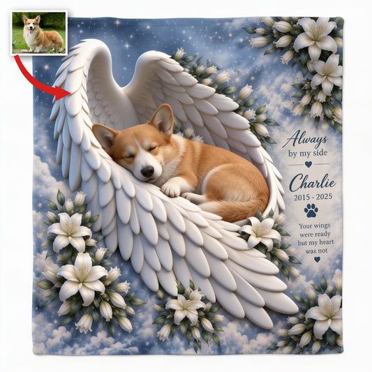 Personalized Tan & White Pembroke Welsh Corgi Memorial Wearable Blanket Pet Loss Gift