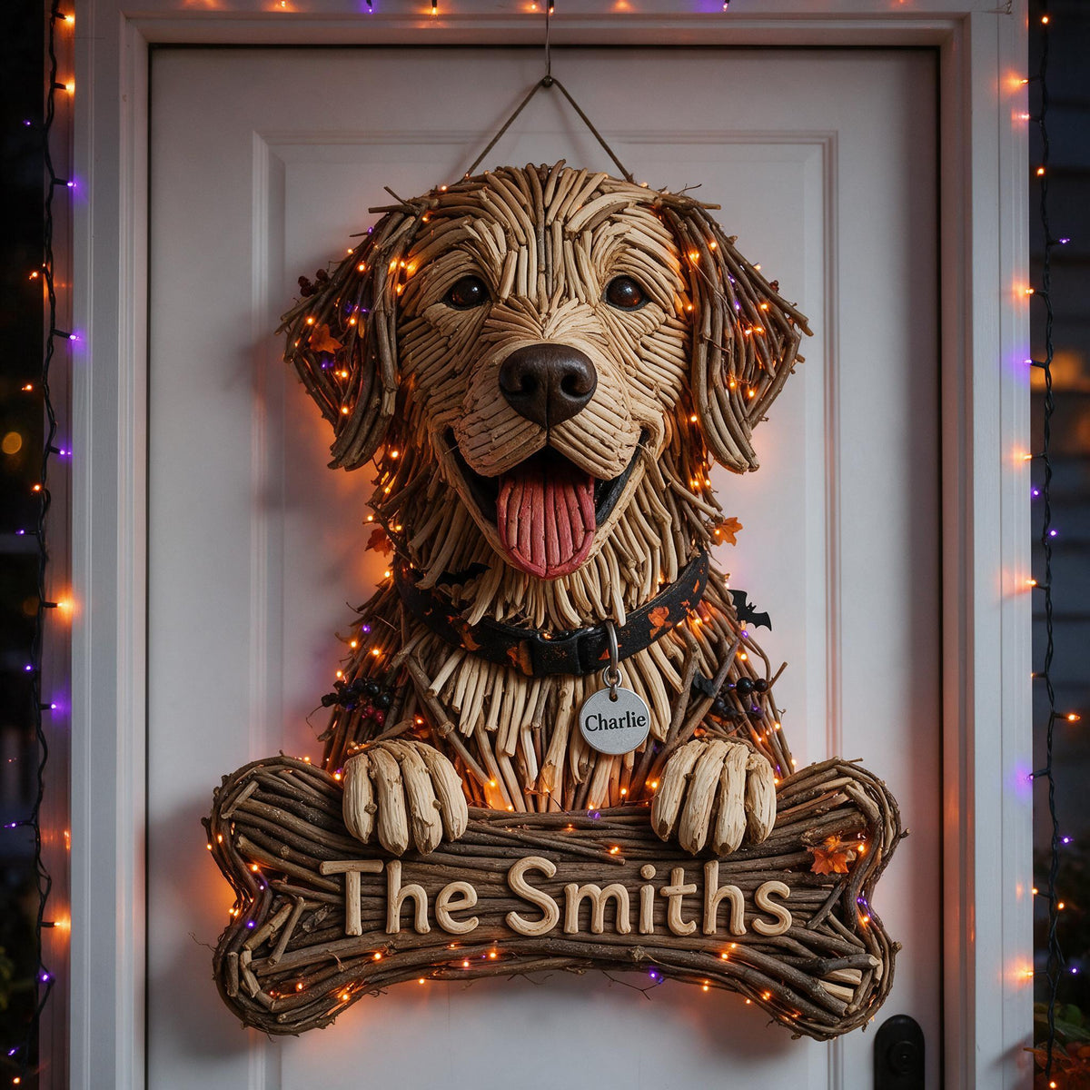 Personalized Halloween Adult Golden Retriever LED Light Acrylic Sign Home Decor