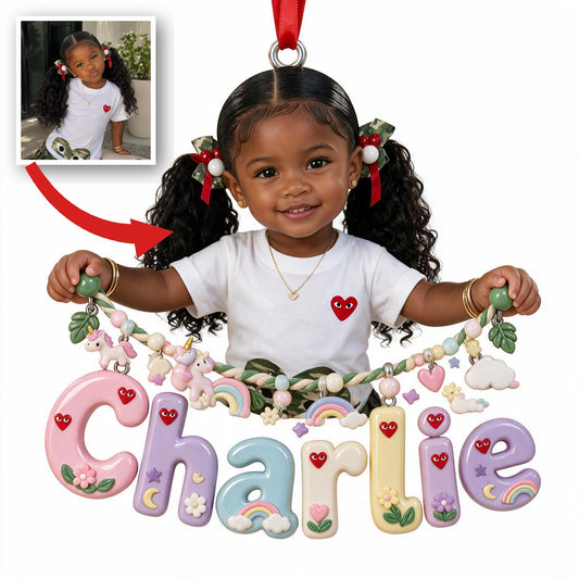 Personalized Black Little Girl Custom Name Acrylic Ornament Gift for Kids