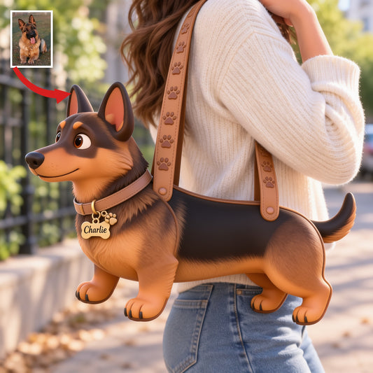 Personalized Black and Tan Adult German Shepherd Custom Shape Tote Bag Dog Owner Gift