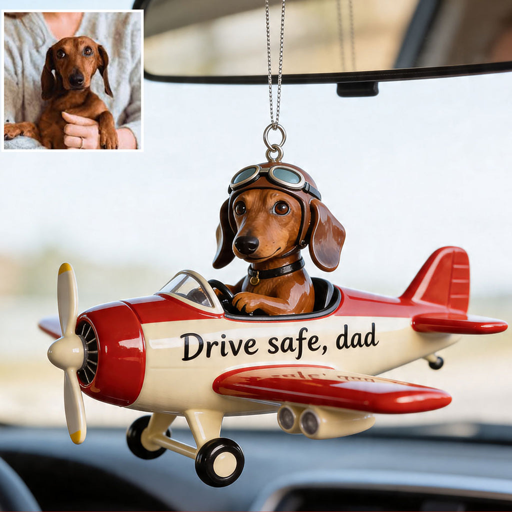 Custom Photo Fluffy Golden Pomeranian Car Ornament Dog Lover Gift