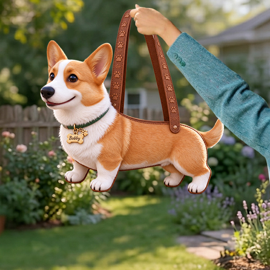 Personalized Tan and White Pembroke Welsh Corgi Custom Shape Tote Bag