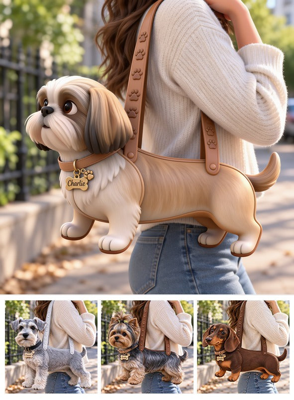 Personalized Fluffy Long Fur Shih Tzu Custom Shape Tote Bag Pet Lover Gift