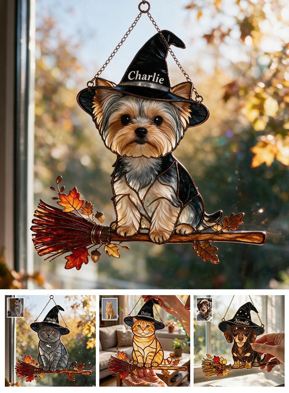 Personalized Halloween Yorkshire Terrier 3D Printed Glass Suncatcher