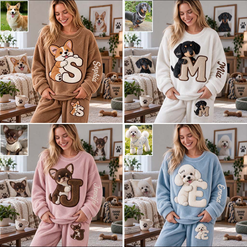 Personalized Golden Retriever Fleece Lounge Set Cozy Loungewear for Dog Lovers