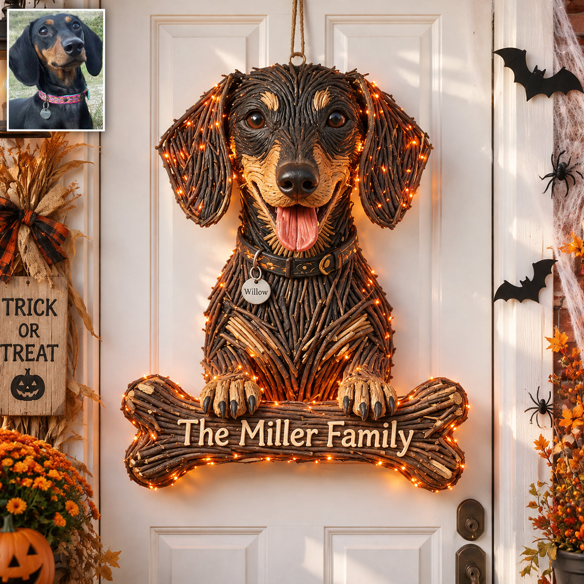 Personalized Halloween Black and Tan Adult German Shepherd LED Acrylic Sign