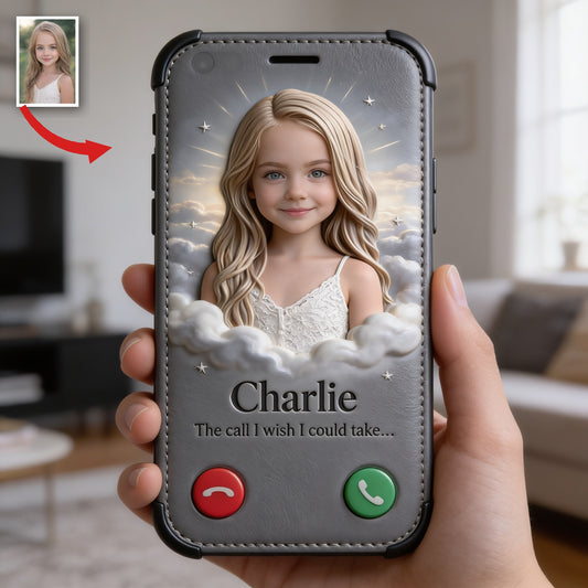 Personalized Little Girl Memorial Leather Phone Case Remembrance Gift