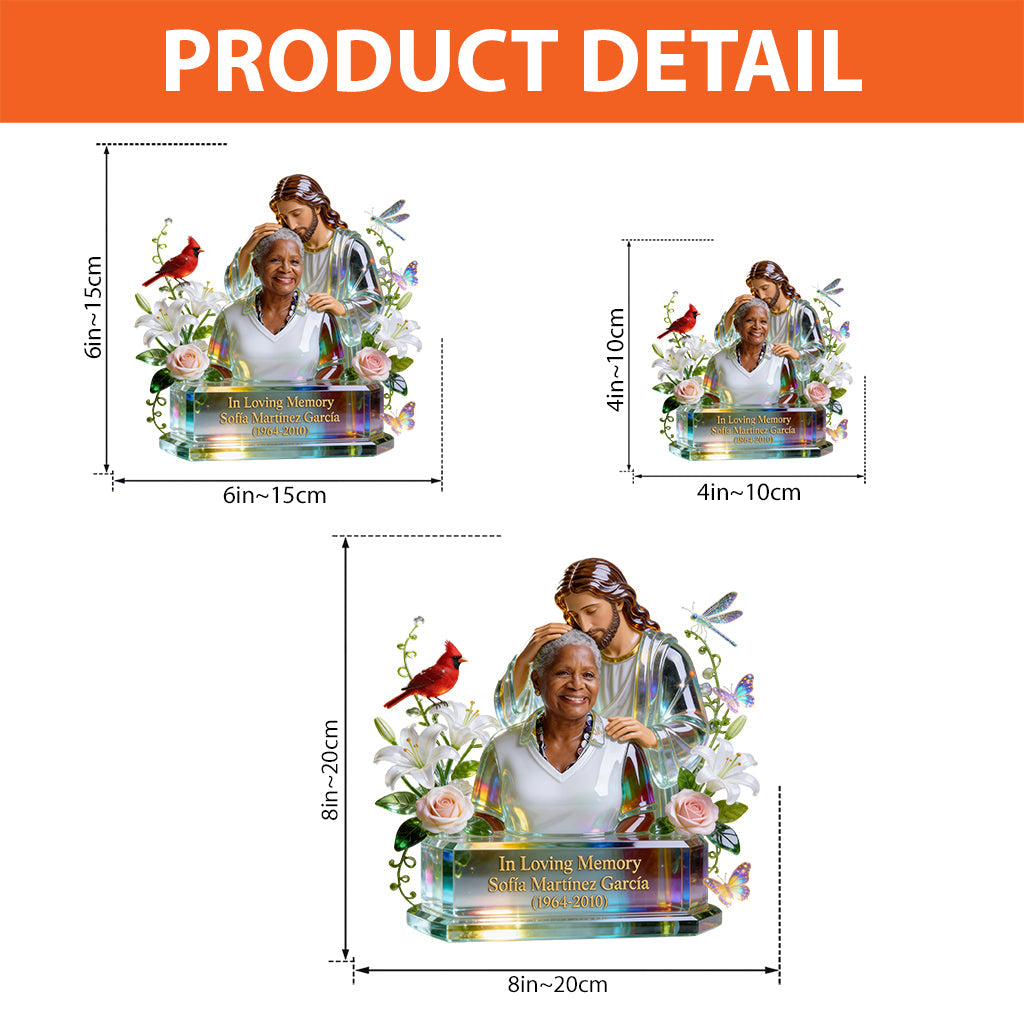 Personalized In Loving Memory Middle-Aged Latina Woman Custom Shaped Acrylic Plaque Memorial Gift