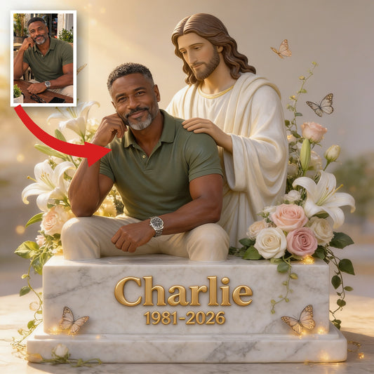 Personalized Memorial Middle-Aged Black Man Custom Shaped Acrylic Plaque Bereavement Gift
