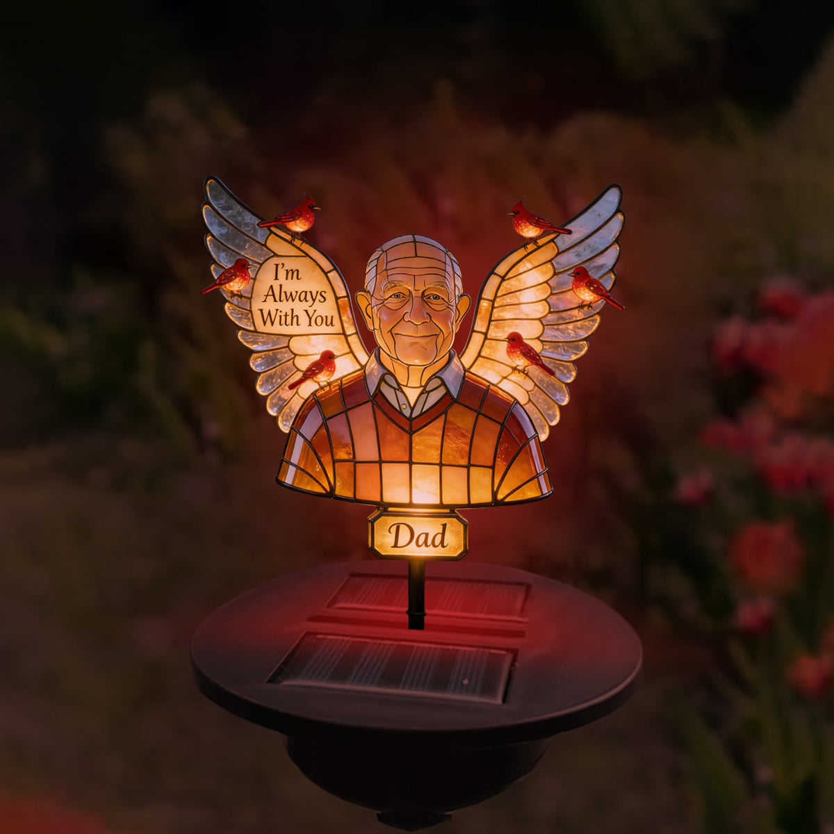 Personalized Black Little Girl Memorial Solar Garden Light Sympathy Keepsake