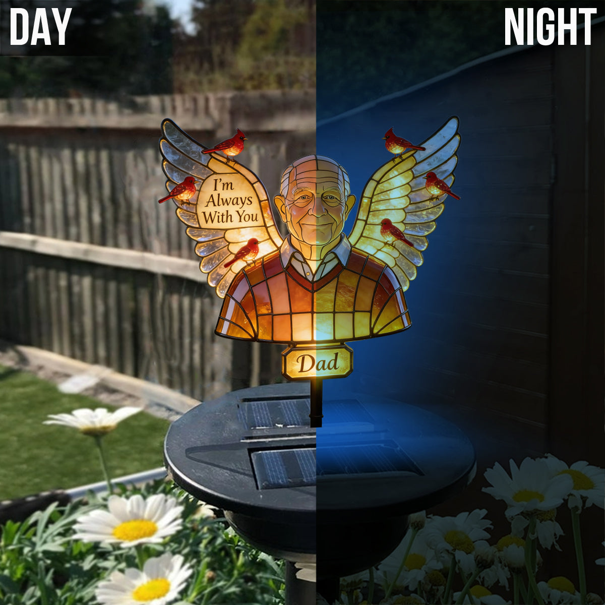 Personalized Black Little Girl Memorial Solar Garden Light Sympathy Keepsake