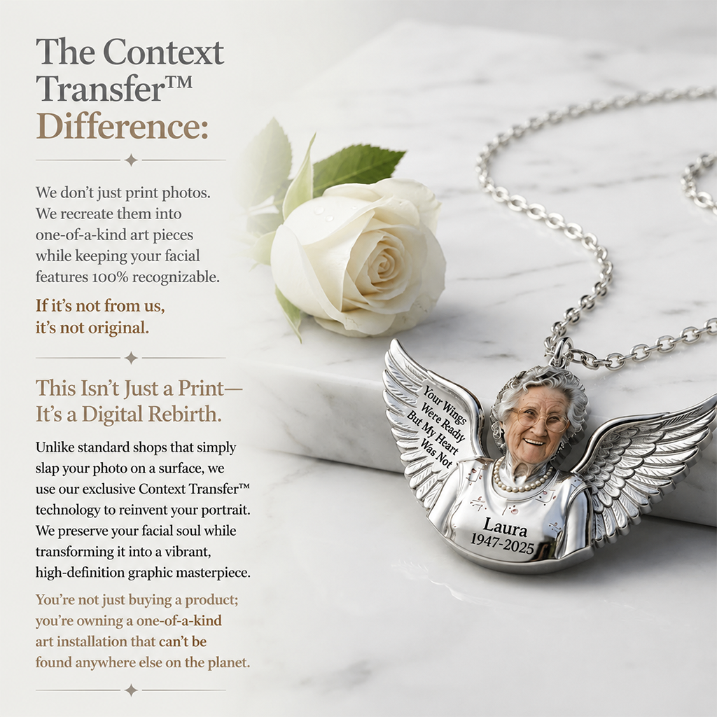 Personalized Memorial Man Angel Wing Metal Pendant Necklace