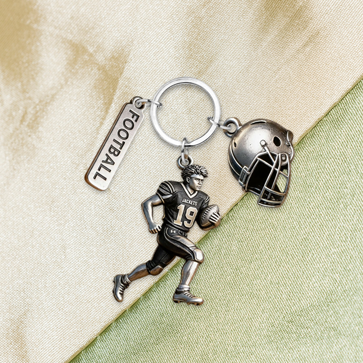 Personalized Adult American Football Player Keychain With Charms Football Fan Gift