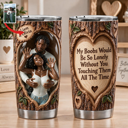 Custom Photo Black Couple Spicy Funny Husband Wife Tumbler