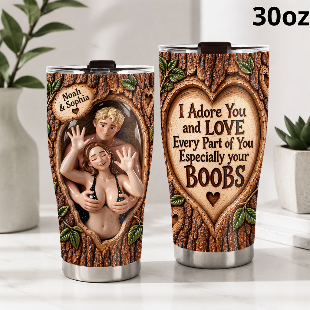 Custom Photo Funny Naughty Latino Couple Tumbler, Husband Wife Gift