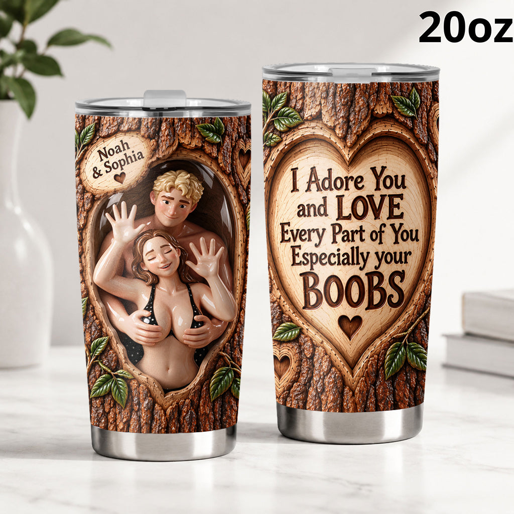 Custom Photo Funny Naughty Latino Couple Tumbler, Husband Wife Gift