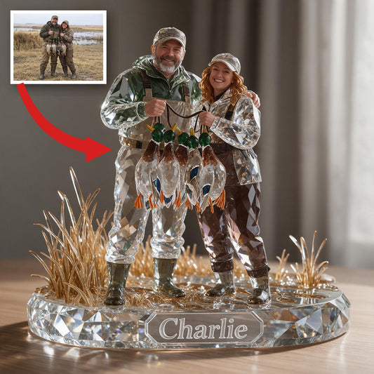 Personalized Middle-aged Duck Hunting Couple Custom Shaped Acrylic Plaque Hunting Gift