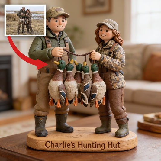 Personalized Middle-aged Duck Hunting Couple Custom Shaped Acrylic Plaque Hunting Gift