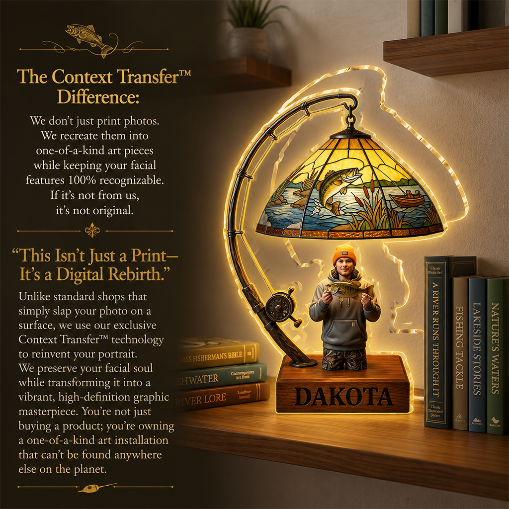 Personalized Latino Fisherman Acrylic LED Night Light Fishing Lover Gift