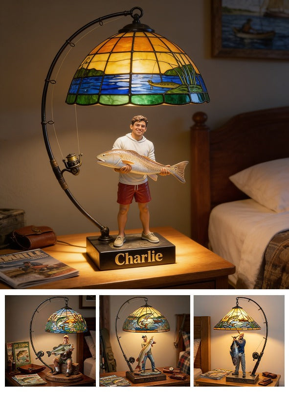 Personalized Latino Fisherman Acrylic LED Night Light Fishing Lover Gift