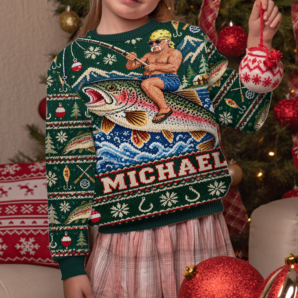 Personalized Christmas Middle-Aged Fisherman Ugly Fishing Sweater