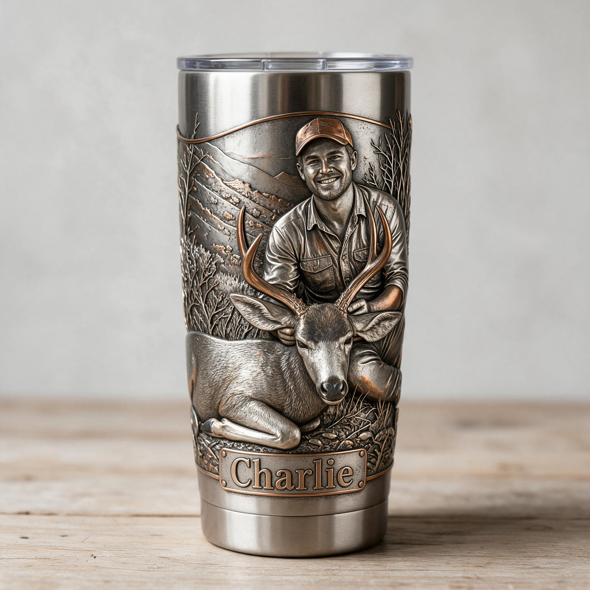 Personalized Latino Hunter with Deer Hunting Tumbler, Gift for Hunters
