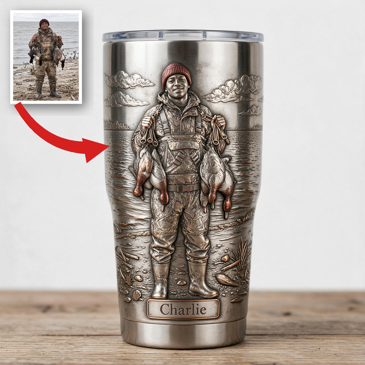 Personalized Black Duck Hunter Tumbler, Duck Hunting Gift