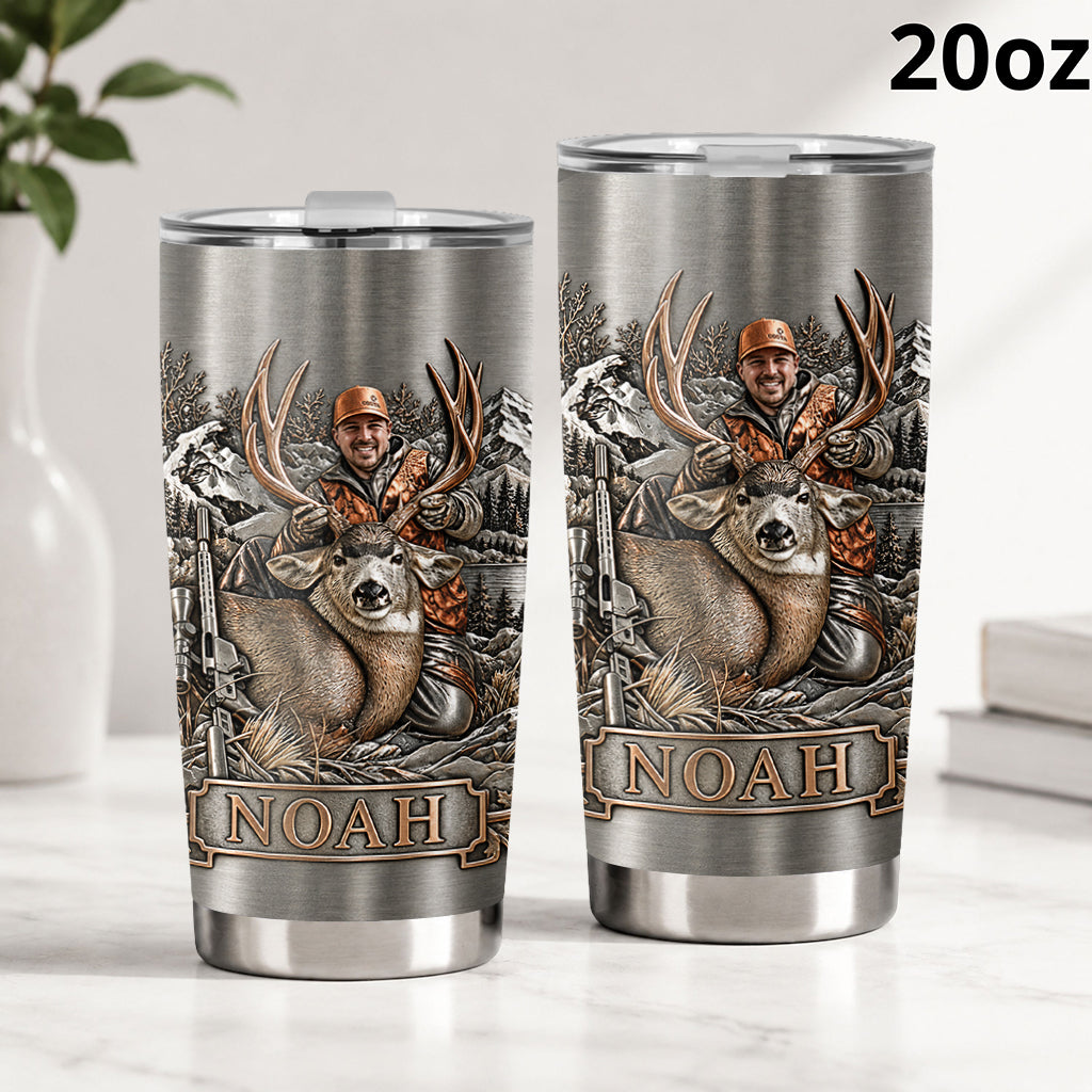 Personalized Custom Photo Hunter and Child with Deer Hunting Tumbler