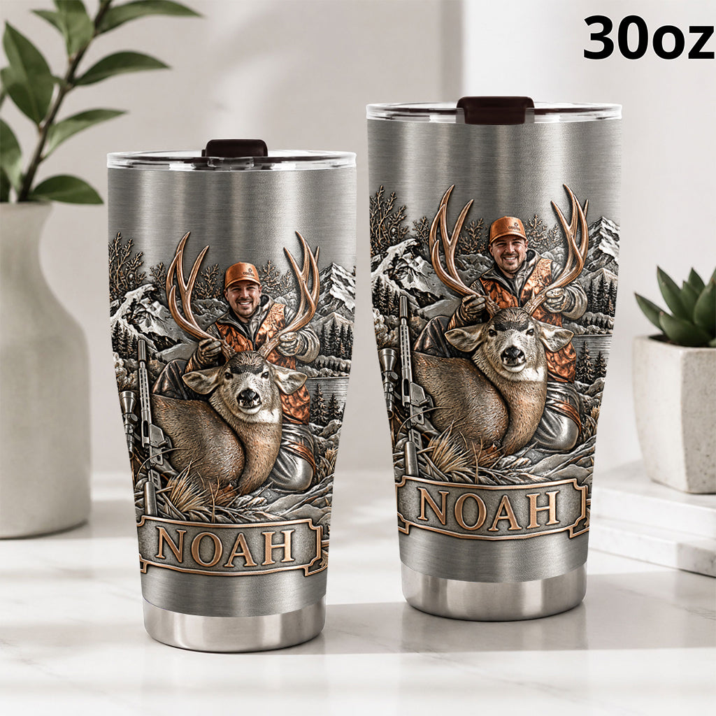 Personalized Custom Photo Hunting Family with Deer Tumbler Hunting Gift