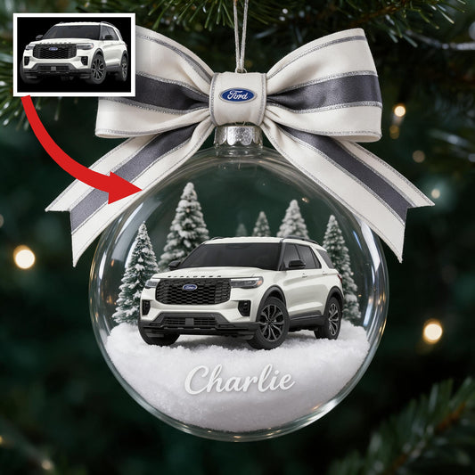 Personalized Christmas Ford Explorer SUV Snow Globe Ornament Car Lover Gift