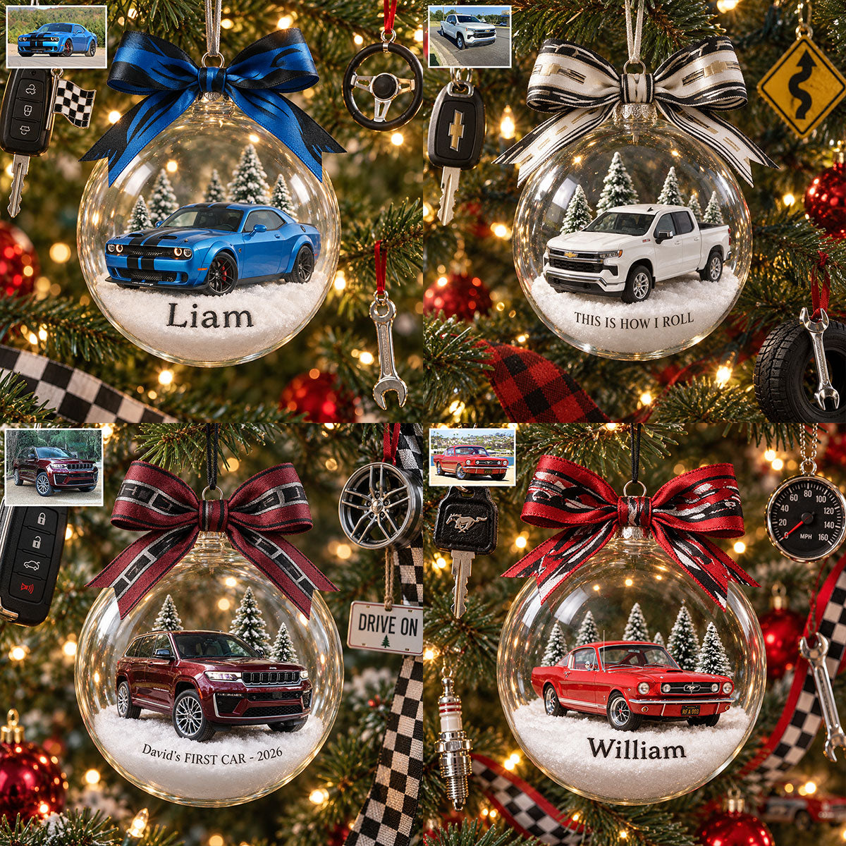 Personalized Christmas White Honda CR-V SUV Snow Globe Ornament Car Lover Gift