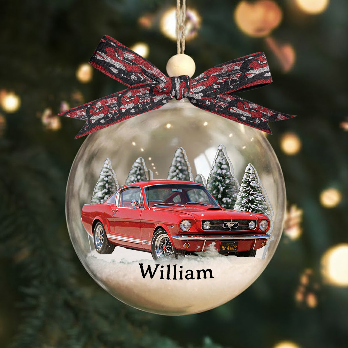Personalized Christmas White Toyota RAV4 Snow Globe Ornament Car Lover Gift