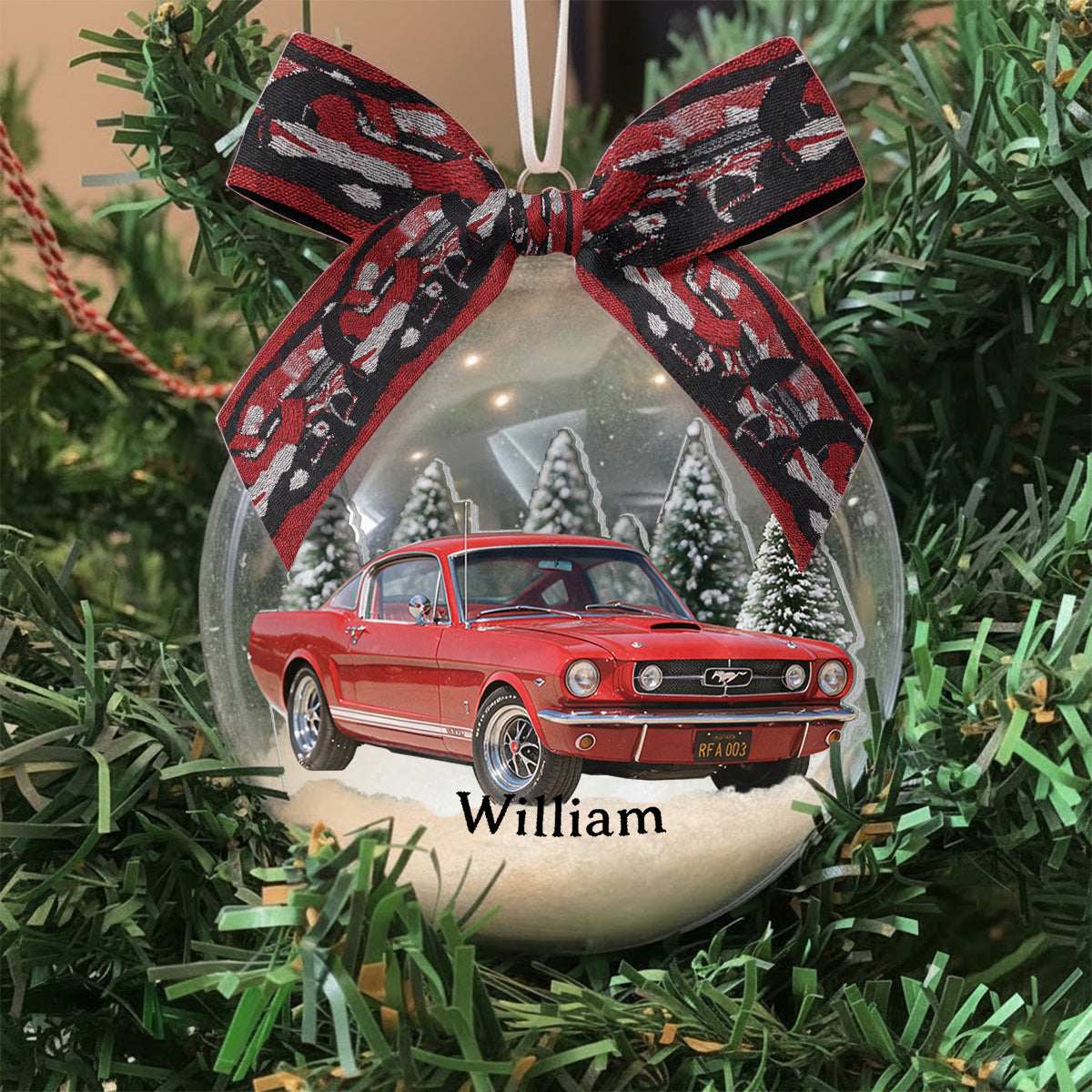 Personalized Christmas White Toyota RAV4 Snow Globe Ornament Car Lover Gift