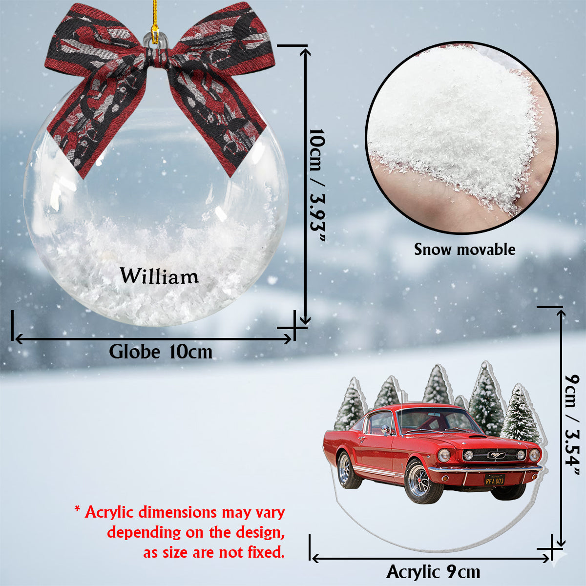 Personalized Christmas White GMC Pickup Truck Snow Globe Ornament, Truck Lover Keepsake