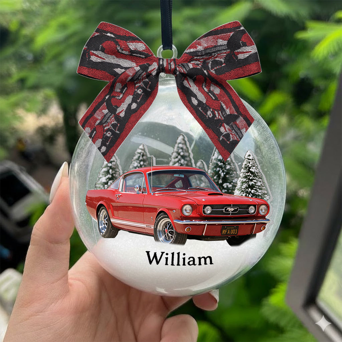 Personalized Christmas White Toyota RAV4 Snow Globe Ornament Car Lover Gift