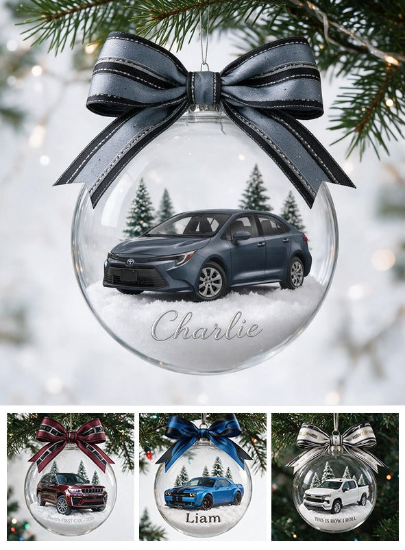 Personalized Christmas Dark Grey Toyota Corolla Snow Globe Ornament Car Lover Gift