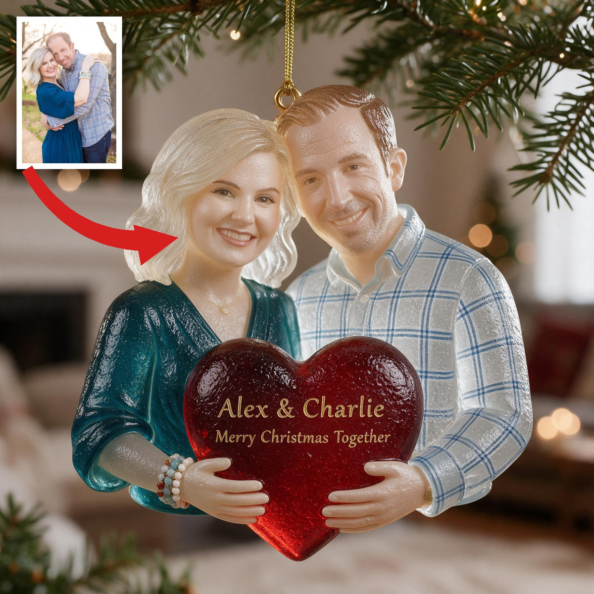 Personalized Christmas Middle-Aged Couple Glass Ornament Husband Wife Gift