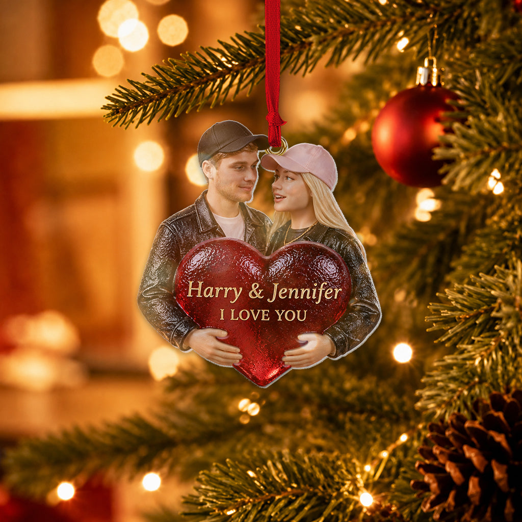 Personalized Christmas Older Couple Heart Glass Ornament Gift for Grandparents