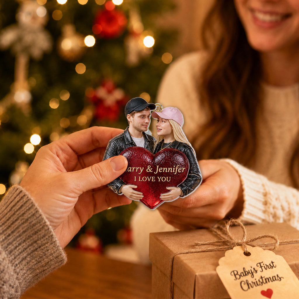 Personalized Christmas Black Lesbian Couple Glass Ornament LGBT Couple Keepsake