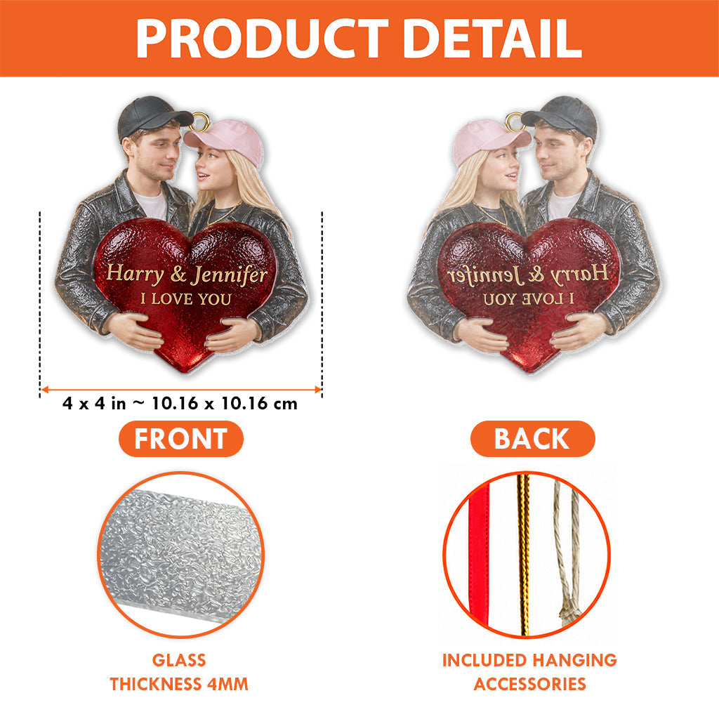 Personalized Black Gay Couple Christmas Glass Ornament Couple Gift