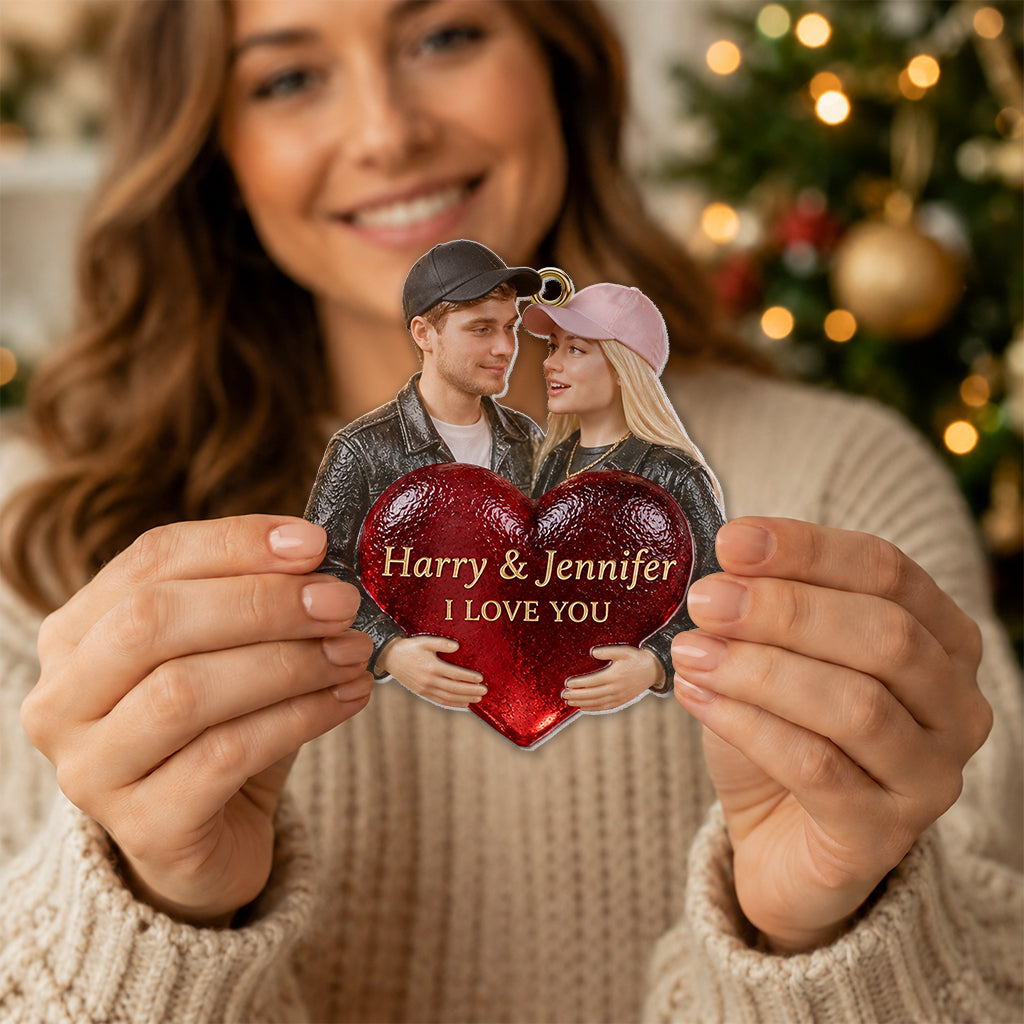 Personalized Christmas Middle-Aged Black Couple Glass Ornament, Husband Wife Gift