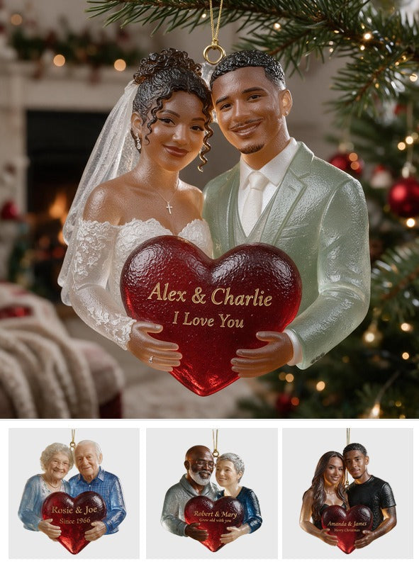 Personalized Latino Couple Wedding Glass Ornament, Husband Wife Keepsake Gift