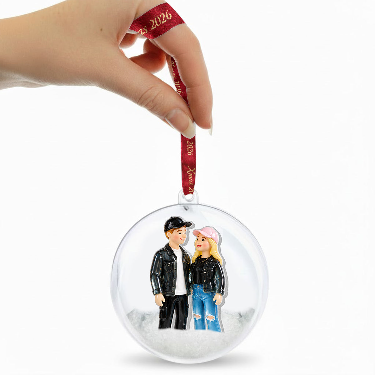 Personalized Christmas Wedding Latino Couple Snow Globe Ornament Newlywed Keepsake
