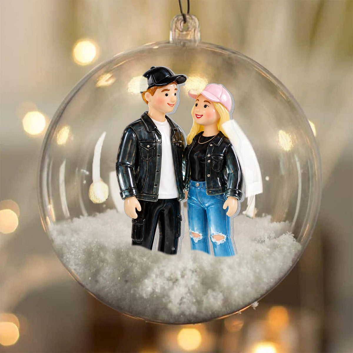Personalized Christmas Wedding Latino Couple Snow Globe Ornament Newlywed Keepsake