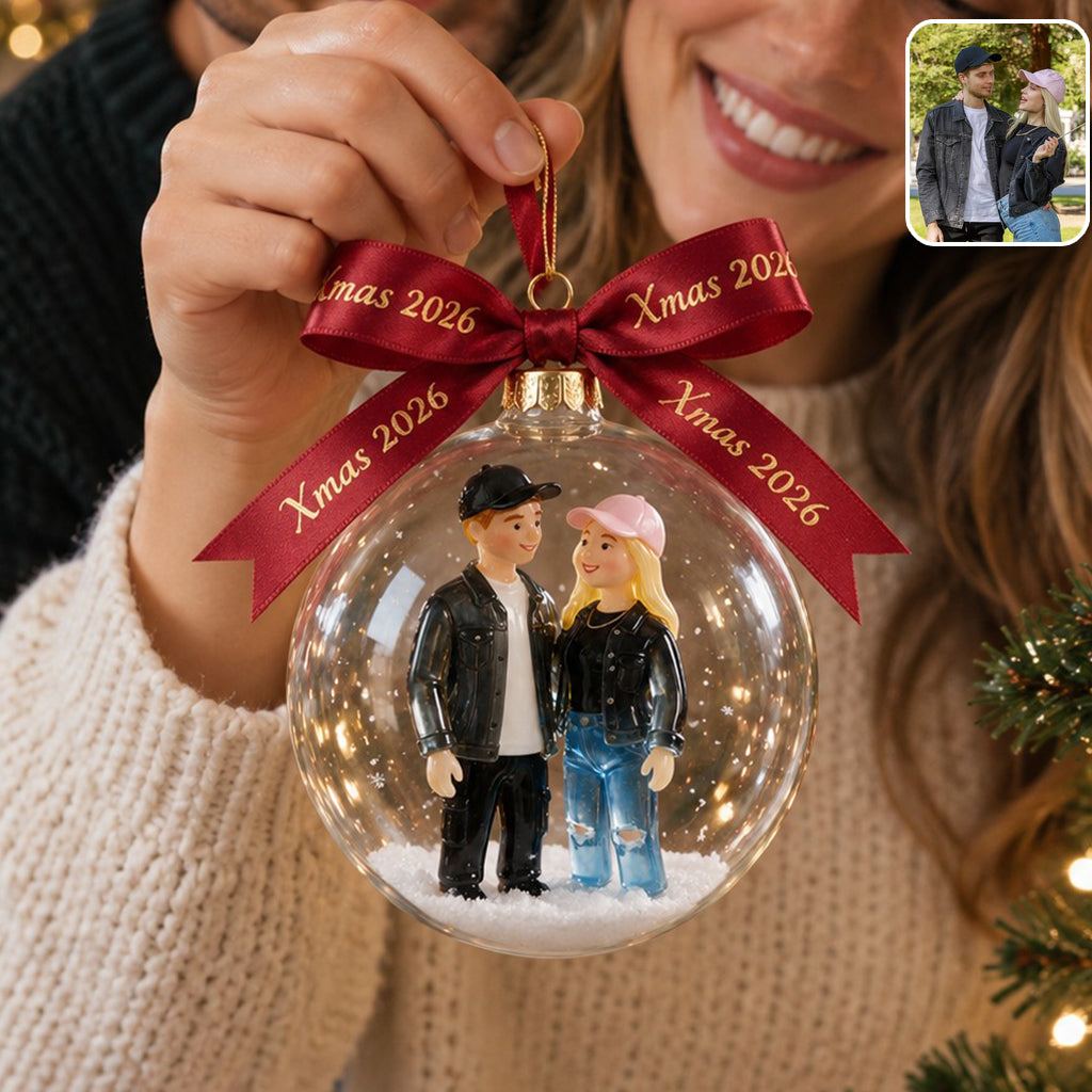 Personalized Christmas Gay Couple Snow Globe Ornament LGBT Holiday Gift