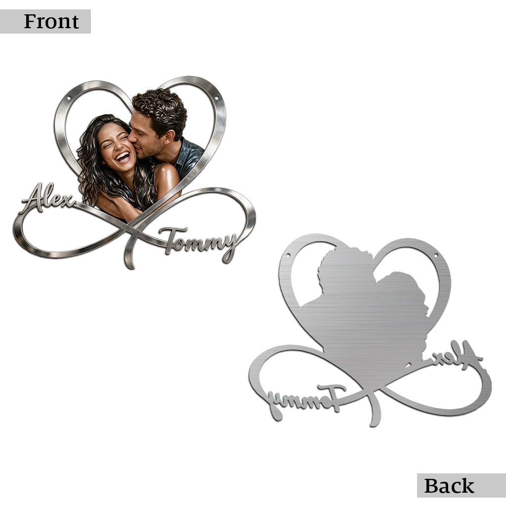 Personalized Custom Photo Gay Couple Infinity Heart Metal Sign Bedroom Decor